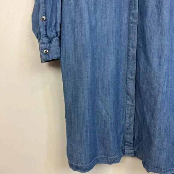 Motherhood Maternity Small Blue Denim Button Down Knee Length Dress Pregnancy - Picture 12 of 15